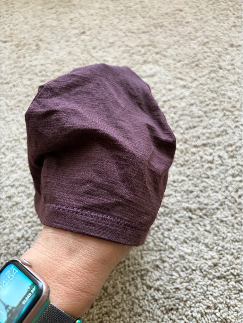 Dark plum Smartwool Merino Beanie lightweight jersey knit construction logo OS